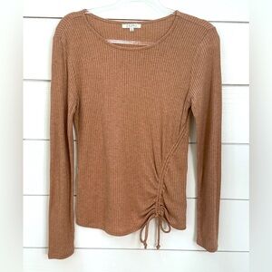 Z Supply ribbed long sleeve tshirt with bottom tie detail